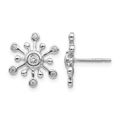 14k White Gold Diamond Snowflake Earrings
