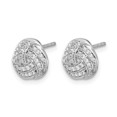 14k White Gold 1/4 carat Lab Grown Diamond VS/SI+ G+ Love Knot Post Earrings