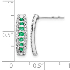 14k White Gold 1/3 carat Lab Grown Diamond VS/SI+ G+ and Created Emerald Complete Fashion Post Earrings