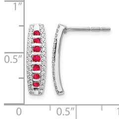 14k White Gold 1/3 carat Lab Grown Diamond VS/SI+ G+ and Created Ruby Complete Fashion Post Earrings