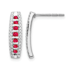 14k White Gold 1/3 carat Lab Grown Diamond VS/SI+ G+ and Created Ruby Complete Fashion Post Earrings
