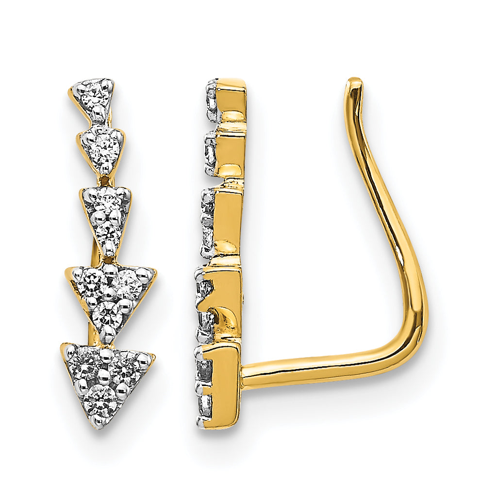10k Diamond Ear Climber Earrings
