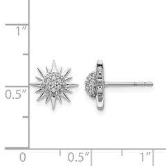 14k White Gold Diamond Fancy Sun/Star Earrings