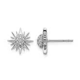 14k White Gold Diamond Fancy Sun/Star Earrings