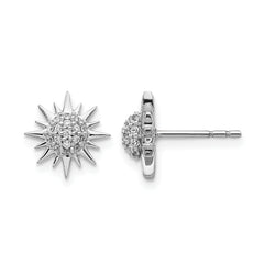 14k White Gold Diamond Fancy Sun/Star Earrings