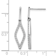14k White Gold 1/2 carat Lab Grown Diamond VS/SI+ G+ Complete Fashion Dangle Post Earrings