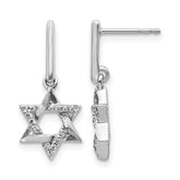 14k White Gold Diamond Star of David Dangle Earrings