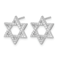 14k White Gold Diamond Star of David Earrings