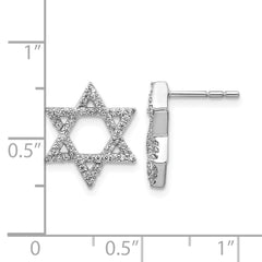 14k White Gold Diamond Star of David Earrings