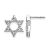 14k White Gold Diamond Star of David Earrings