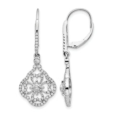 14k White Gold 1/2 carat Lab Grown Diamond VS/SI+ G+ Complete Fashion Leverback Earrings