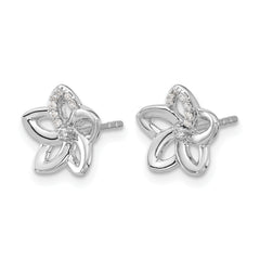 14k White Gold Diamond Flower Earrings