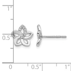 14k White Gold Diamond Flower Earrings