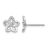 14k White Gold Diamond Flower Earrings