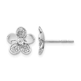 14k White Gold Diamond Flower Earrings