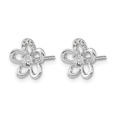 14k White Gold Diamond Flower Earrings