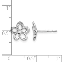 14k White Gold Diamond Flower Earrings