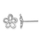 14k White Gold Diamond Flower Earrings