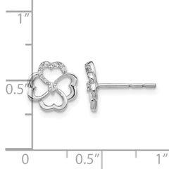 14k White Gold Diamond Fancy Clover Earrings