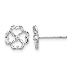 14k White Gold Diamond Fancy Clover Earrings