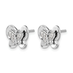 14k White Gold Diamond Butterfly Earrings