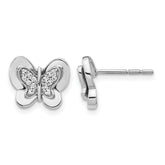 14k White Gold Diamond Butterfly Earrings