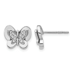 14k White Gold Diamond Butterfly Earrings