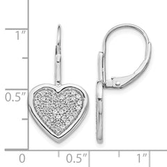 14k White Gold Diamond Fancy Heart Leverback Earrings