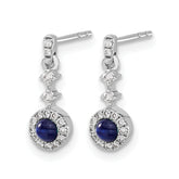 14k White Gold 1/6 carat Lab Grown Diamond VS/SI+ G+ and Cabochon Created Sapphire Complete Dangle Post Earrings