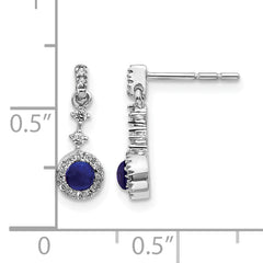 14k White Gold 1/6 carat Lab Grown Diamond VS/SI+ G+ and Cabochon Created Sapphire Complete Dangle Post Earrings
