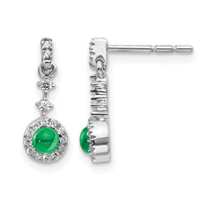 14k White Gold 1/6 carat Lab Grown Diamond VS/SI+ G+ and Created Emerald Complete Dangle Post Earrings