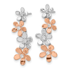 14k Two-Tone Rose and White Gold 1/5 carat Lab Grown Diamond VS/SI+ G+ Flower Post Earrings