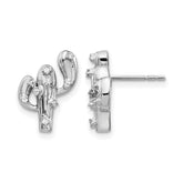 14k White Gold Diamond Cactus Earrings