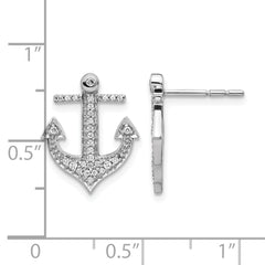 14k White Gold Diamond Anchor Earrings