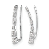 10k White Gold Diamond Graduated Ear Climber Earrings