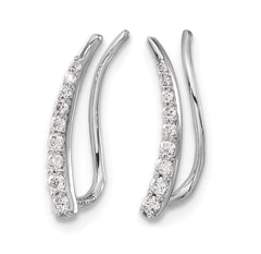 10k White Gold Diamond Ear Climber Earrings
