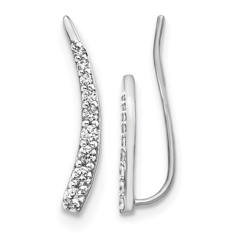 10k White Gold Diamond Ear Climber Earrings