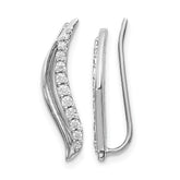 10k White Gold Diamond Wave Ear Climber Earrings