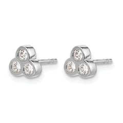 10k White Gold 3-stone Diamond Earrings