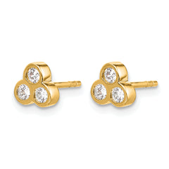 10k 3-stone Diamond Earrings