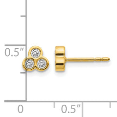 10k 3-stone Diamond Earrings