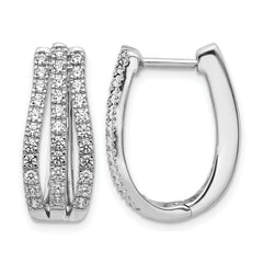 14k White Gold 1 carat Lab Grown Diamond VS/SI+ G+ Complete Hinged Hoop Earrings