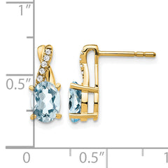 10k Aquamarine and Diamond Earrings