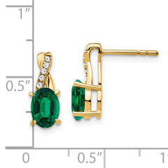 10k Created Emerald and Diamond Earrings