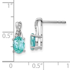 Pure Serenity 14k White Gold 1/20 carat Lab Grown Diamond VS/SI+ G+ and Lab Created Paraiba Post Earrings