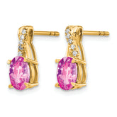 10k Created Pink Sapphire and Diamond Earrings