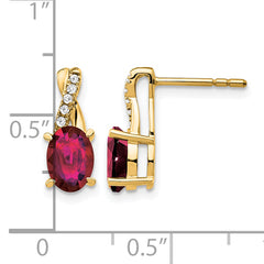 10k Created Ruby and Diamond Earrings