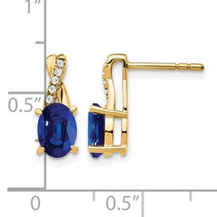 10k Created Sapphire and Diamond Earrings