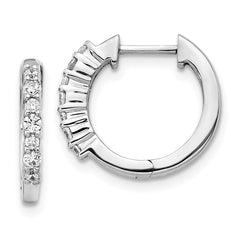 10k White Gold Diamond Hinged Hoop Earrings