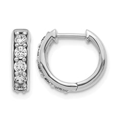 10k White Gold Diamond Hinged Hoop Earrings